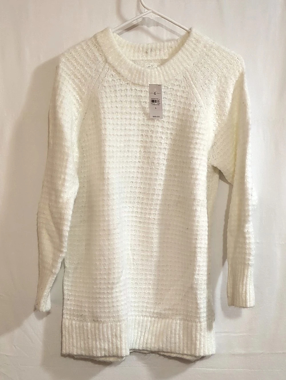 Lou & Gray Waffle Crewneck Sweater in White